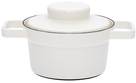 Riess, 2102-212, Topf mit Deckel Ø 16cm, AP WHITE, Emaille, Vol. (rec.): 0,8 Liter, Made in Österreich, LBH: 24,1x16,6x12,3cm, 1,326kg, Induktionskocher kompatibel, Gasherd geeignet, Ofenfest