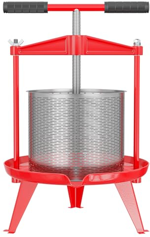 Wiltec Spindelpresse 14 L Obstpresse aus Edelstahl 66x58x47cm, einfach zu reinigen zum Herstellen von Apfelsaft Obstsaft Beerenpresse Weinpresse