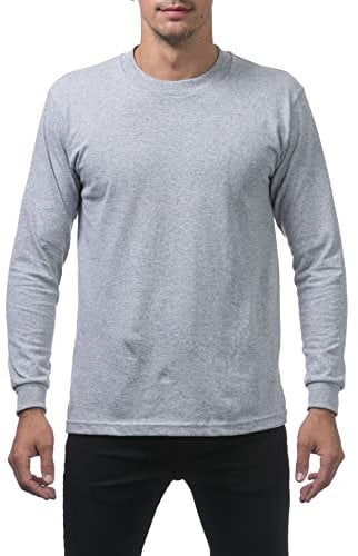 Pro Club Men's Comfort Cotton Long Sleeve T-Shirt, Heather Gray, Medium