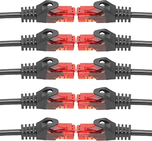 BIGtec 10 Stück – 2m LAN Kabel Netzwerkkabel Patchkabel Ethernet 2 x RJ45 Stecker High Speed schwarz kompatibel zu Cat.5 Cat.6 Cat.7 Cat.8 Switch Router Modem Patchpanel Access Point Patchfeld
