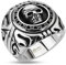 Bungsa 70 (22.3) Totenkopf Ring Herren Silber - Skull Fingerring für Männer - aus Edelstahl - gefasster TOTENSCHÄDEL Siegelring - Größen 60-75 - extra groß & massiv - breiter Ring für Biker
