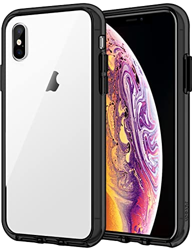 JETech Case for iPhone Xs and iPhone X, Non-Yellowing Shockproof Phone Bumper Cover, Anti-Scratch Clear Back (Black)