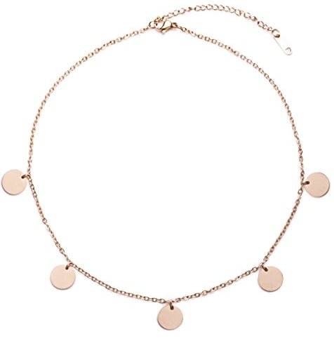 Happiness Boutique Damen Kette mit Plättchen in Roségold | Kette mit Runden Anhängern Geometrischer Schmuck