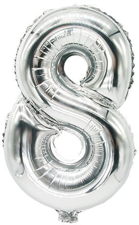 Folienluftballon Zahlenluftballons0-9 35 cm x 20 cm silber Papstar Hochzeit Jubiläum Geburtstag Party Feier (Zahlenluftballon8)
