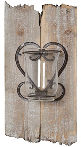 elbmöbel Wandkerzenhalter Glas Holz Kerzenhalter Windlicht (H43xB22xT13)