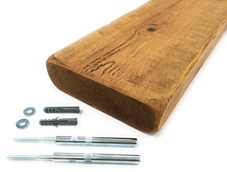 ENGLISH OAK COLOUR FLOATING SHELF 22CM DEEP RECLAIMED RUSTIC STYLE 90cm