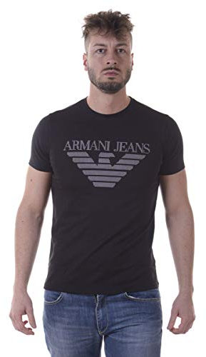 ARMANI JEANS mens 3Y6T526JPRZ Regular Fit Short Sleeve T - Shirt - Black - XL