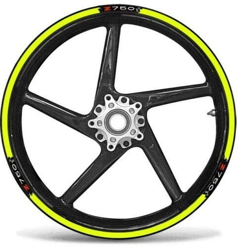 labelbike - Adesivi Strisce Moto Cerchi Ruote 17 Kit Protezioni compatibili con KAWASAKI Z750 Colore giallo fluo