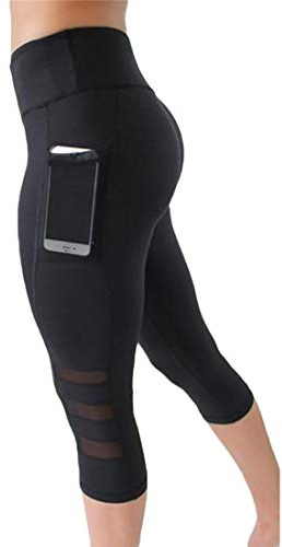 YONKOUNY Sport Leggings mit Taschen Damen Atmungsaktiv Stretching Laufhose Yogahose Fitnesshose Traningshose Yoga Leggings für Damen
