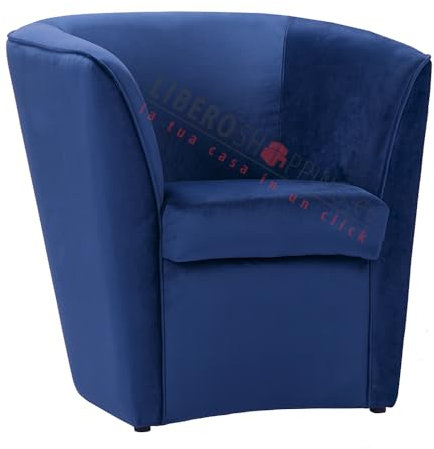 Liberoshopping Sessel für Schlafzimmer aus Samt und Gestell aus Holz (Grau) (Blau)