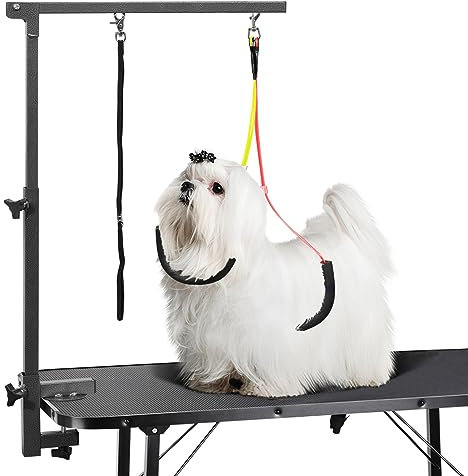 Urban Deco Dog Grooming Arm with Clamp Innovative Portable Two Grooming Arms - 33.5 inch Height Adjustable and Free Two No Sit Haunch Holder for Large and Small Dogs,Cats Grey