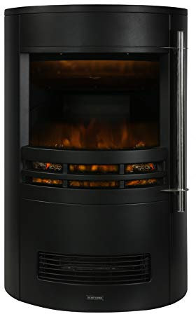 Zanussi 2000W/2KW Electric Fire Stove Heater, Freestanding Black Indoor Heater, Adjustable Thermostat, LED & Log Flame Effect, 30m² Room Size, 2 Heat Settings, ZEFSTV2001B, 2 Year Guarantee