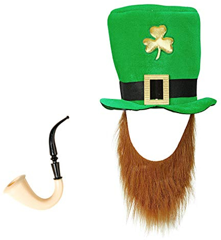 com-four® Leprechaun, Kobold Kostüme zum St. Patricks Day - Outfits und Accessoires für das grüne, irische Fest - Für Fasching, Fastnacht, Karneval, Parade, Motto-Party, Irish Pub (02-teilig - Set05)