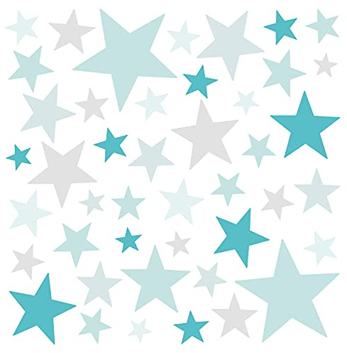 Little Deco Wandtattoo 60 Sterne türkis Mint hellgrau DL398
