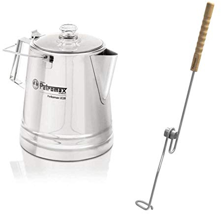 Petromax Perkolator Perkomax le28 Starterset | 4,2 Liter - Edelstahl Kocher | inkl. Ausgießhilfe