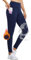 BALEAF Thermo Leggings Damen mit Taschen Wanderleggings Kompression Fitness Hose high Waist Laufhose lang Outdoorhose Wasserabweisend gefütterte Navy M