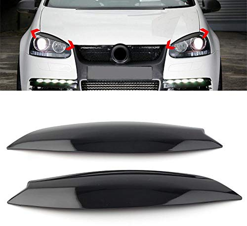 FSFYUK Fari anteriori esterni per auto, palpebre decorative per sopracciglia per Golf 5 R32 MK5 2005-2007, nero lucido
