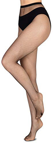 Annes styling Medias de red de malla de diamante para mujer, Shakira Nero A, XL-XXL