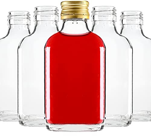 SUPERBUTELKI.PL Elegante y moderno, mini botellas de licor, pequeñas botellas de cristal con tapón de rosca, botellas de bolsillo, botellas de cristal para zumos y bebidas con alto porcentaje