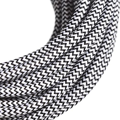 Vintage Textilkabel 2 adrig | Stoffkabel, Elektrokabel 2x0,75 | 3m | Polyester Kabel für Lampe & Tischlampe & Hängelampe | Zebra Textilummanteltes | Retro erdkabel von Oplot