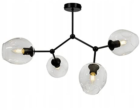Light-Home Prage Deckenbeleuchtung Lampen Deckenlampen - Deckenlampe Industrial für Wohnzimmer Schlafzimmer und Esszimmer - Pendelleuchte Glas mit Metall 4-Flammig - Farblos