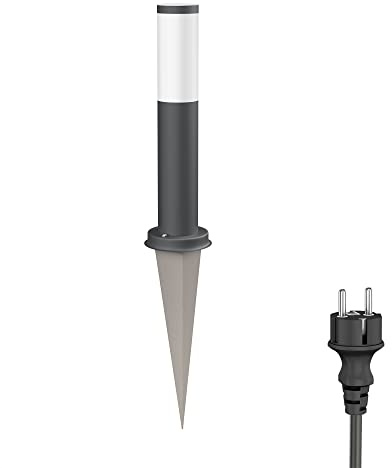 ledscom.de Wegelicht/Pollerleuchte/Gartenleuchte PORU mit Erdspieß und 2m Kabel für außen, IP44, 39cm, anthrazit, 1 x E27 max. 60W