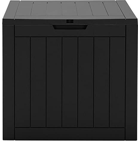 GiantexUK Garden Storage Box, Outdoor Large Deck Box with Lockable Lid, Waterproof Chest Container for Patio Cushions and Gardening Tools (Black)