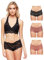 Jenny Jen Zoe 3-Pack Lace Hipster Underwear for Women, Cheeky Stretch Bikini Panties Set (X-Large, Black-Pecan-Rose)