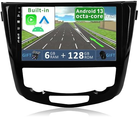 YUNTX [6GB+128GB] Android 14 2 Din Car Stereo Fit for Nissan X-Trail Qashqai j11 Rouge 2014-2017-[Built-in CarPlay/Android auto/DSP]-Free Camera-Support DAB/Steering Wheel Control/MirrorLink/WiFi/USB