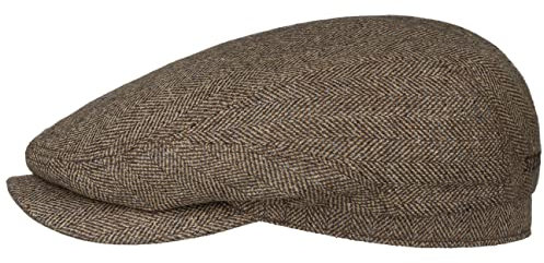 Stetson Belfast Silk Schiebermütze Herren - Flatcap aus Seide - Herrencap Made in EU - Seidenmütze Frühjahr/Sommer - Flat Cap beige-braun 57 cm