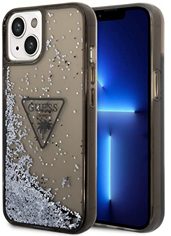 Guess Handyhülle für iPhone 14 Plus in Schwarz Liquid Glitter Case, Glatte, langlebige & Anti-Scratch Schutzhülle mit Einfachem Snap-on, Stoßdämpfung & Signature Logo