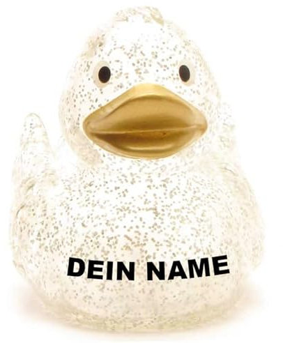 Badeente - personalisierbar - viele Farben L: 7,5 cm (Glitzer Gold)