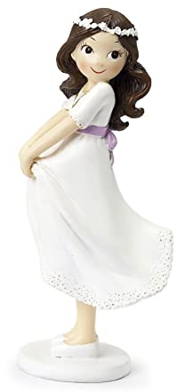 Mopec Kuchenfigur zur Kommunion, Mädchen, hält den Rock, Pastellfarben, Mehrfarbig