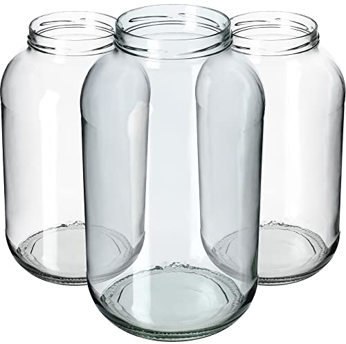 KADAX Einmachgläser 4L, Weckgläser, fi100 mm, Einmachglas zum Einlegen, Einkochgläser, Sturzglas, Konservenglas, Rundgläser, Gurkenglas, Einweckgläser (12 Stück, Ohne Deckel)