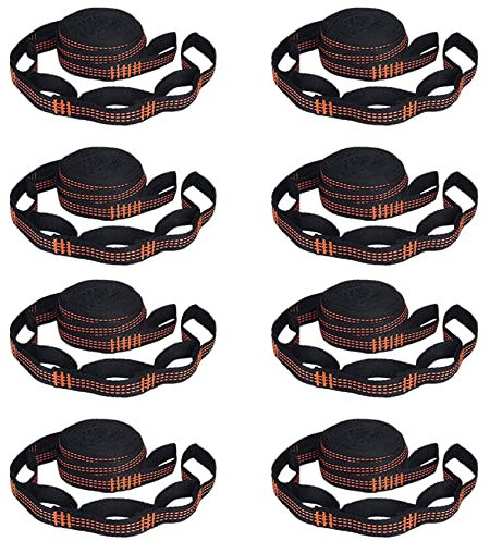 DAZLOR 8 Stücke 5 Ring Belastbare Hänge Matten Gurte Verstärktes Polyester für Haus Außen Hänge Orange