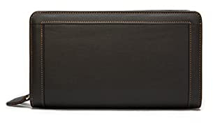 PORRASSO Herren Geldbörse Leder Clutch Tasche Kreditkartenetui Brieftasche Handytasche Portemonnaie mit 8 Kartenfächern Kaffee C