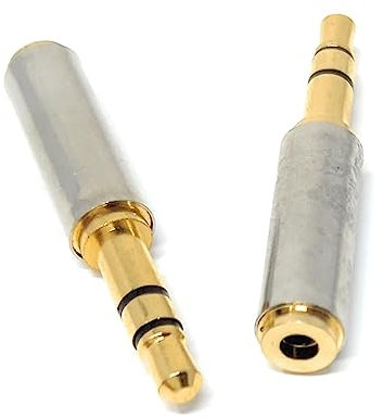 DRUT 2pcs 2.5mm Stereo Socket to 3.5mm Headphone Jack Plug Audio Adapter Cable Converter (Gold Silver)
