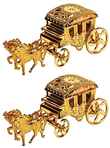 Gadpiparty 2 Stück Goldene Kutsche Schmuckschatulle Goodie-Boxen Kutschen-Geschenkbox Miniatur-Wagen Süßigkeiten-Paketboxen Für Babyparty Hochzeit Halloween Weihnachten Partygeschenk