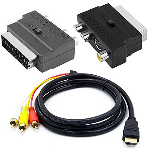 Droagoct Câble audio S-Vidéo compatible avec 1080P 3 RCA AV avec adaptateur phono péritel 3 RCA
