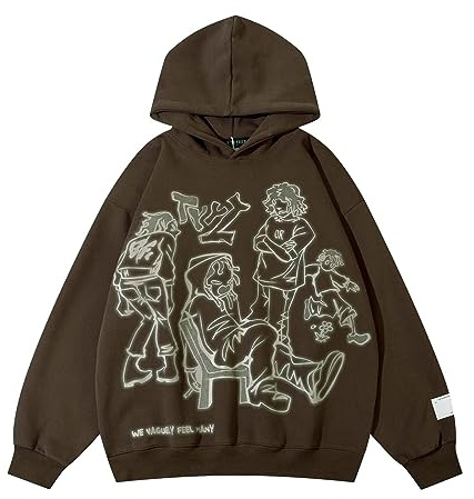 POOPMOOM Unisex Y2k Pullover Sweatshirt Kapuzenpullover
