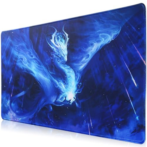 Jahosin XXL Gaming Mauspad, Erweitertes Mauspad,genähte Kanten,2mm,rutschfeste Gummibasis,90x40cm,Schreibtischunterlage für Gaming/Büro/Geschäft 90x40 Bluedragon