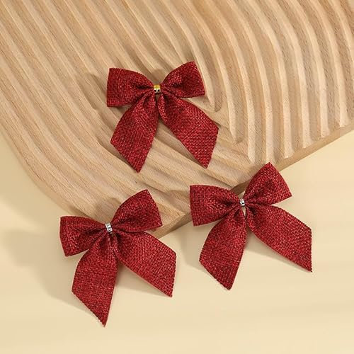 20 Stück Weihnachtsschleifen Kleine Weihnachtsbaum Bögen Weihnachtsbaum Schleifen Deko Weihnachtsbaumschmuck Schleifen Zierschleifen für Weihnachtsbaum,Weihnachtskranz,Geschenk Dekoration-Rot #2