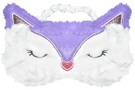 Nette Augenmaske für Kinder, Ynaice Cartoon Fuchs Tierschlaf Augenmaske Abdeckung Flauschig weiche Plüsch Schlafmaske für Nacht, Reisen, Nap, Herren, Frauen (lila, Fuchs)
