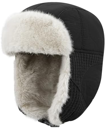Clakllie Wintermütze mit Ohrenklappe Winddicht Warme Plüsch Fliegermütze Pilotenmütze Herren Damen Fellmütze Kunstfellmütze Russisch Hut Russenmütze Pelzmütze Trappermütze Ushanka Chapka Winter Mütze