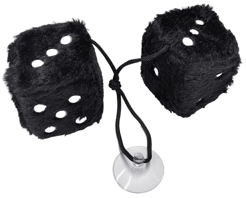 1 Paar Flauschige Autowürfel, Flauschiger Würfelanhänger, 6 cm Plüschwürfel, Rückspiegel-hängewürfel, Autoanhänger, Personalisierte Autodekoration (schwarz)