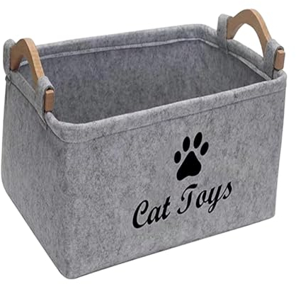 ＡＷＨＡＯ Haustier Spielzeug Organizer Box, Welpen Sachen Korb, Rechteckig, Vielseitig Einsetzbar, Zusammenklappbar, Katzenspielzeug Boxen, Hundebedarf, Lagerpl, grau