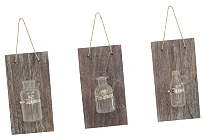 Vintage Wall Hanging Hydroponic Vase Test Tubes Creative Bottle Rustic Board Home Decor Rope