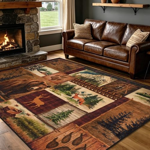 ASPMIZ Rustikale Teppiche, 12,7 x 17,8 cm, Western-Teppiche für Wohnzimmer, Schlafzimmer, Braun