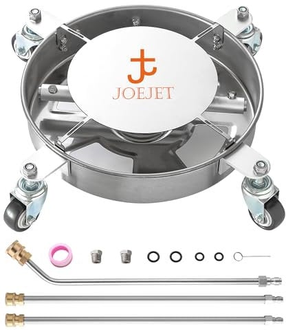JOEJET Undercarriage Pressure Washer Attachment, Undercarriage Cleaner with 4 Wheels, 14 Inch Under Car Washer, 3 Power Washer Extension Wands, 4000 PSI