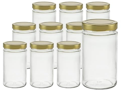 Vitrea 6x Sturzgläser 720ml - Einmachgläser Einweckgläser Schraubgläser - Marmeladengläser mit Schraub-Deckel DEEP TO 82 - Gold- Made in Germany